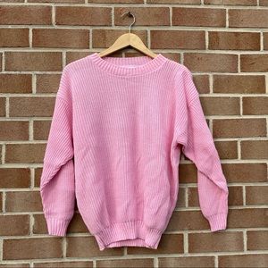 Vintage Chunky Knit Baby Bubblegum Pink Sweater XL